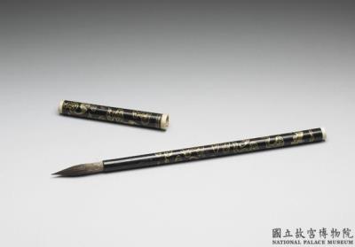 图片[2]-Writing brush with clouds and bats pattern in gold tracing on black lacquer, Qing dynasty (1644-1911)-China Archive